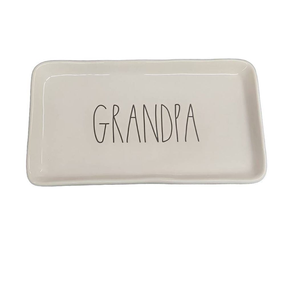 Rae Dunn White Black Grandpa Plate Dish Serving Tray